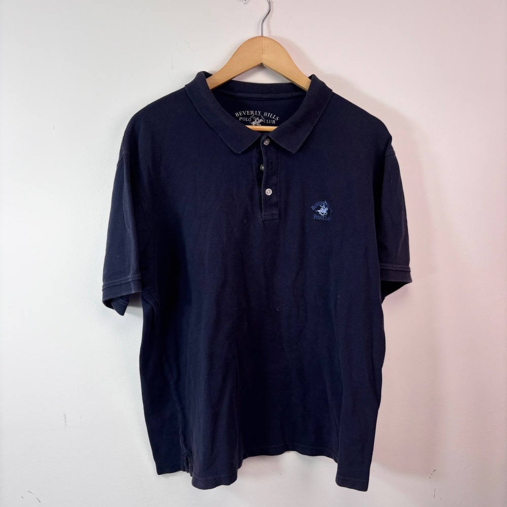 Beverly Hills Polo Club Navy Blue Polo Shirt XL Embroidered Logo